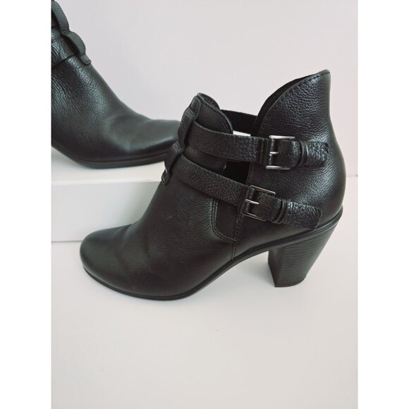 Ecco Touch 75 Double Buckle Ankle Boots Black Leather Booties Shoes 41 10 10.5 - Picture 2 of 10